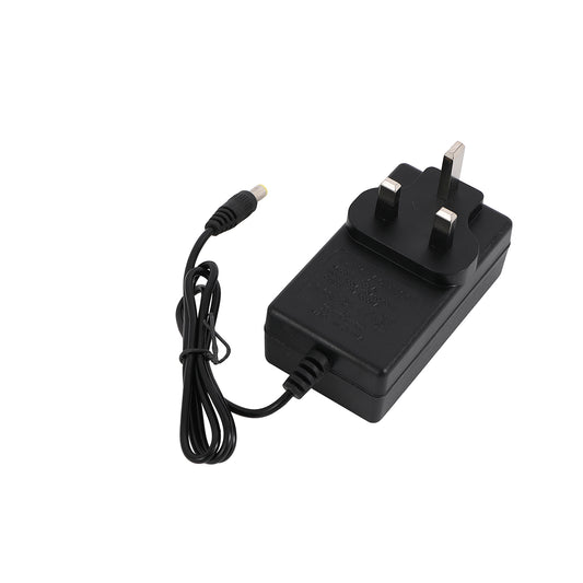 Power Source Adapter - BS Plug - Power Adapter for Lithium-Ion Batteries with Fast Charging, Long Cord, and DC Barrel Connector - for Power Tools, LED Lighting, Routers, Rechargeable Devices