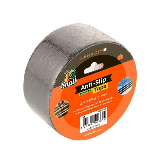 Snail Anti-Slip Tape - 5cmx4.5m - Black Non Slip Grip Tape for Stairs and Steps - Anti Skid Safety Tape with Strong Adhesive for Indoor Outdoor Floors, Ramps, Ladders, Walkways