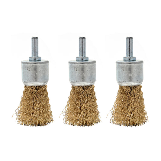 Crimped Wire End Brush Set -3 Piece 1inch- Rotary Drill Brush for Rust Removal, Paint Stripping, Deburring, Surface Preparation