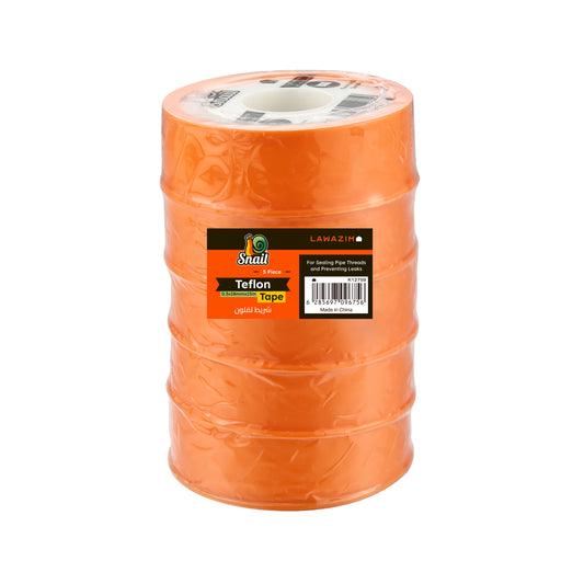 سنيل طقم تيب تفلون 5 حبات - مقاس 0.3 × 18 مم بطول 15 م - شريط تيفلون PTFE لعزل الأنابيب، شريط عزل مواسير مقاوم للماء لمنع التسريب، مناسب لأعمال السباكة، رؤوس الدش، ووصلات الأنابيب الملولبة
