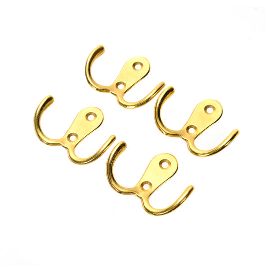 4-Piece Dual Coat Hook - Double Prong Robe Hooks Wall Mounted Hanger with Screw Holder for Coats, Bags, Keys - Ideal for Home Entryways, Bedrooms, Bathrooms, Closets, and Offices