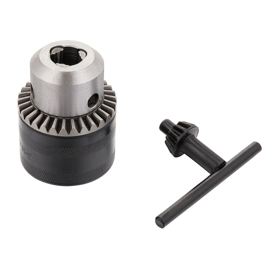 Drill Chuck - 2 Piece - Keyed Drill Chuck with Chuck Key, 3-16mm Capacity, 1/2-20 UNF Thread Mount, Universal Power Drill Converter for Woodworking, Metalworking, and Construction Use