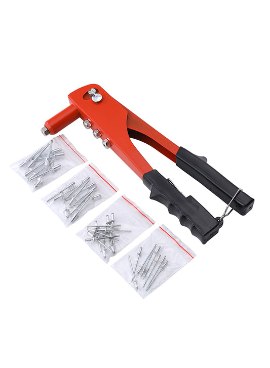 Hand Riveter - 9.5inch- Manual Pop Rivet Gun, 3/32", 1/8", 5/32", 3/16" Interchangeable Heads, Professional Hand Rivet, Safety Lock for Metal, Wood, Plastic & Leather