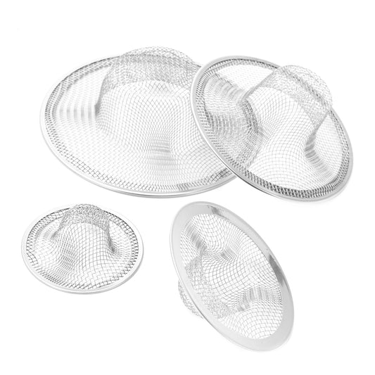 4PCS Sink Strainer Set - Stainless Steel Anti-Clogging Full Mesh Drain Strainers, Filter Trap Kitchen Sink Basket Screen Mesh Food Catcher for Kitchen, Bathroom, Shower, and Utility Protection