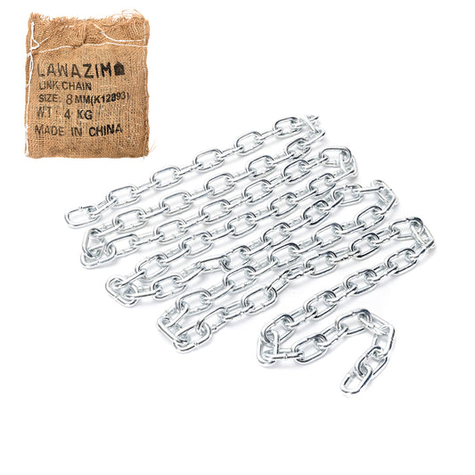Link Chain - Heavy Duty Welded Chain Links with Strong and Rust-Resistant Build -Ideal for Fence Hanging, Gate, Dog Walking, Hanging Lights, Garden, Outdoor Camping, & Workshop Use