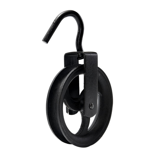 Hand Wheel Rope Pulley with Hook  - Grooved Rotating Wheel with Integrated Hook, Rust-Resistant Smooth Operation Pulley for Rope Lifting, Hanging, DIY Projects, Workshop, and Garage Use