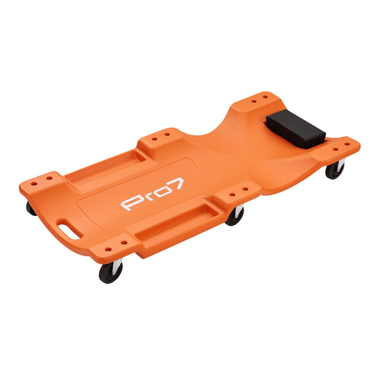 Plastic Creeper - 36" Low Profile Rolling Garage Board with Padded Headrest, Ergonomic Mechanic Creeper with 6 Swivel Casters & Dual Tool Trays for Garage, Workshop and Automotive Repair, Orange