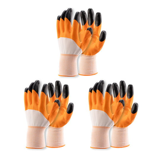 Working Gloves - Knitted Breathable Palm-Coated Grip Safety Work Gloves for Construction, Warehouse, Gardening, Workshop, and General Labor Tasks (3 Pairs)