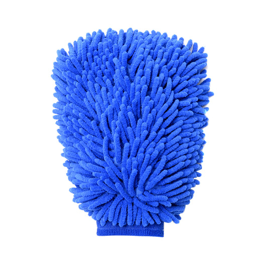 Car Wash Mitt -100g- Premium Chenille Microfiber Wash Mitt, Soft Scratch & Lint-Free Hand Washing Glove and Absorbent Cleaning Tool for Washing Car, Truck, SUV, RV, Boat, and Motorcycle (Blue)