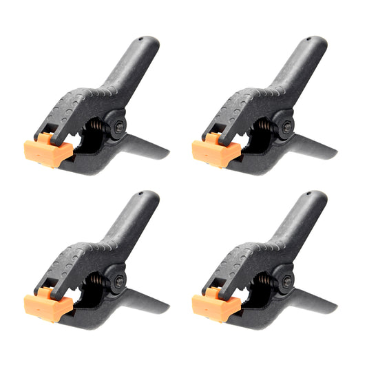 4-Pack Spring Clamp - 4inch- Plastic Small Clamps with Comfortable Anti-Slip Handle, Strong Grip, 1.57inch Jaw Opening, for Woodworking, Photography, Crafts, DIY Projects (Black)