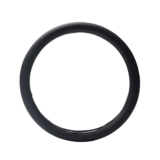 Steering Wheel Cover - Universal Self Wrapping Leather Cover for Car Interior Protection and Daily Driving - Black