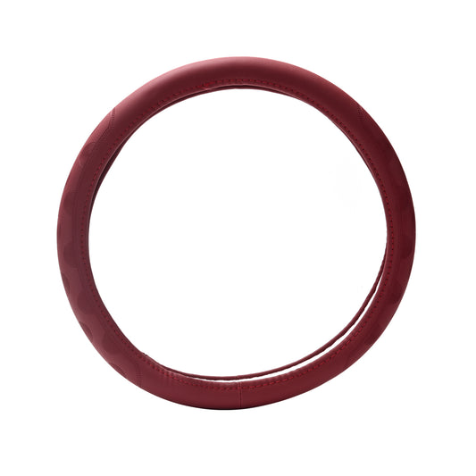 Steering Wheel Cover - Universal Self Wrapping Leather Cover with Comfortable Grip - Ideal for Car Interior Protection and Daily Driving - Red