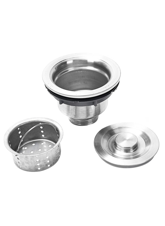 Stainless Steel Sink Strainer-3PCS- Anti-Clogging Easy Clean Sink Drain Body with Removable Strainer Basket & Stopper- Basin Waste Assembly Universal Replacement Fitting for Kitchen & Bathroom