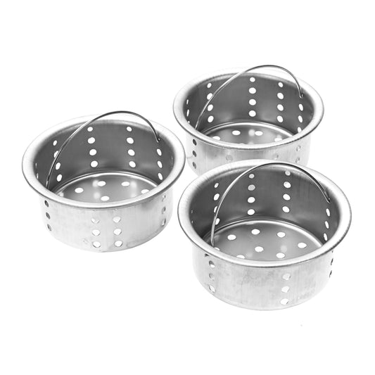 Stainless Steel Sink Strainer Basket Set - 3 Piece - Anti-Clogging Drain Baskets with Handles and Deep Perforated Holes - Removable Sink Drain Filters Food Catcher for Kitchen Sinks
