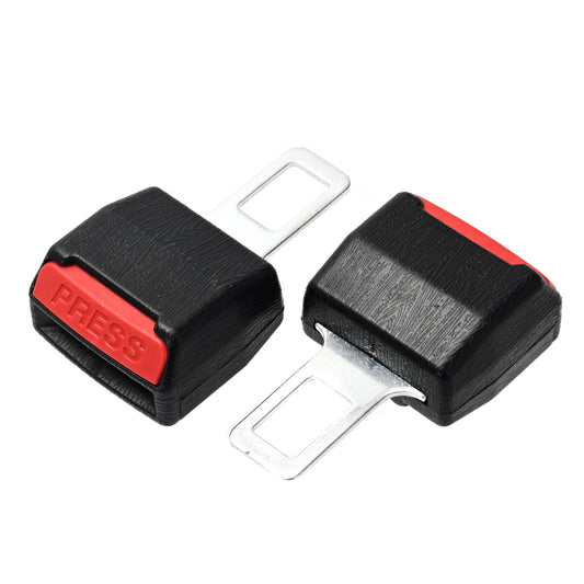 Seat Belt Buckle Lock - Adjuster/Universal Seat Belt Extender, Buckle Extension with Alarm Stopper & Belt Silencers - Seatbelt Extender Ideal for Cars, SUVs & Trucks (2 Piece, Black)