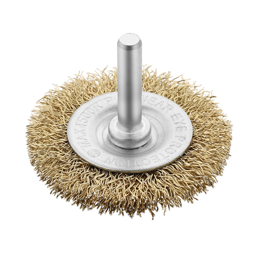 Wire Wheel Brush with Shank - 4500 RPM Round Crimped Wire Brush for Die Grinders, Drills & Rotary Tools, Rust Removal, Paint Stripping, Deburring & Surface Cleaning