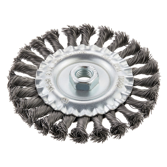Twisted Knot Wire Wheel Brush - 125mm / 4-15/16" - 11000 RPM Knotted Wire Brush for Angle Grinders & Grinders, Heavy Rust, Paint, Scale, Weld Spatter Removal & Metal Surface Preparation