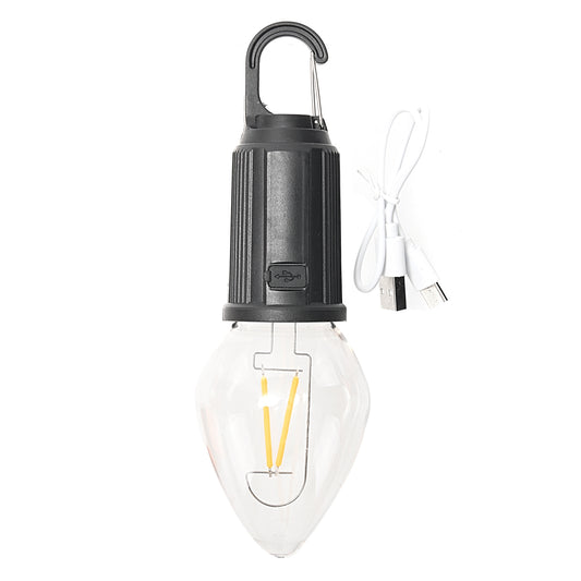 Hanging Camping Light - Style 3 USB Rechargeable LED Lantern, C35 Bulb Tent Light with Clip Hook - 300mAh 3.7V Portable Camping Light for Hiking, Emergency, Power Outages