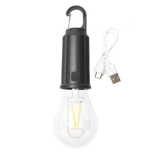 Solar Hanging Camping Light - Style 1 USB & Solar Rechargeable LED Lantern A Shape Bulb Tent Light with Clip Hook - 300mAh 3.7V Portable Camping Light for Hiking Emergency Power Outages Garden