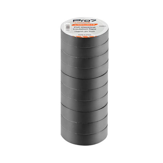 10 Pack Black Electrical Tape - 17mmx20Yards 0.5mil Thickness - Vinyl Electrical Insulation Tape up to 80°C 600V Rated Wire Insulating for Home DIY Electrical Repairs Professional Installations