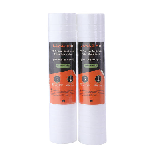 2-Piece 5micron PP Cotton Sediment Filter Cartridge - 70g - Whole House Water Sediment Filter Replacement for Home, RO Water Systems, Plumbing Lines, and Well Water