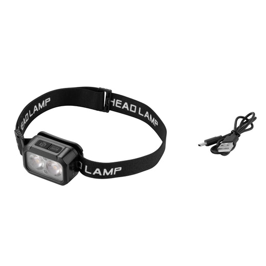 Black 5W Headlamp - 400LM - Rechargeable LED Head Lamp with Motion Sensor, 5 Light Modes, 60° Tilt, USB Type-C Charging, IPX4 Waterproof for Camping, Hiking, Fishing & Repair