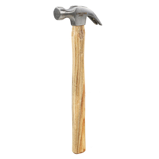 Wooden Handle Claw Hammer - 250g - Lightweight Wood Handle Hammer with Smooth Face, Curved Claw Nail Puller, Shock-Absorbing Grip and Hanging Hole for Home Repair, Carpentry and DIY