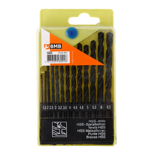 13-Piece Metal Drill Bit Set - Black - Multi-Size Drill Bits for Wood, Metal and Steel, Compatible with Rotary Tools and Power Drills for Construction, Repair and DIY Tasks