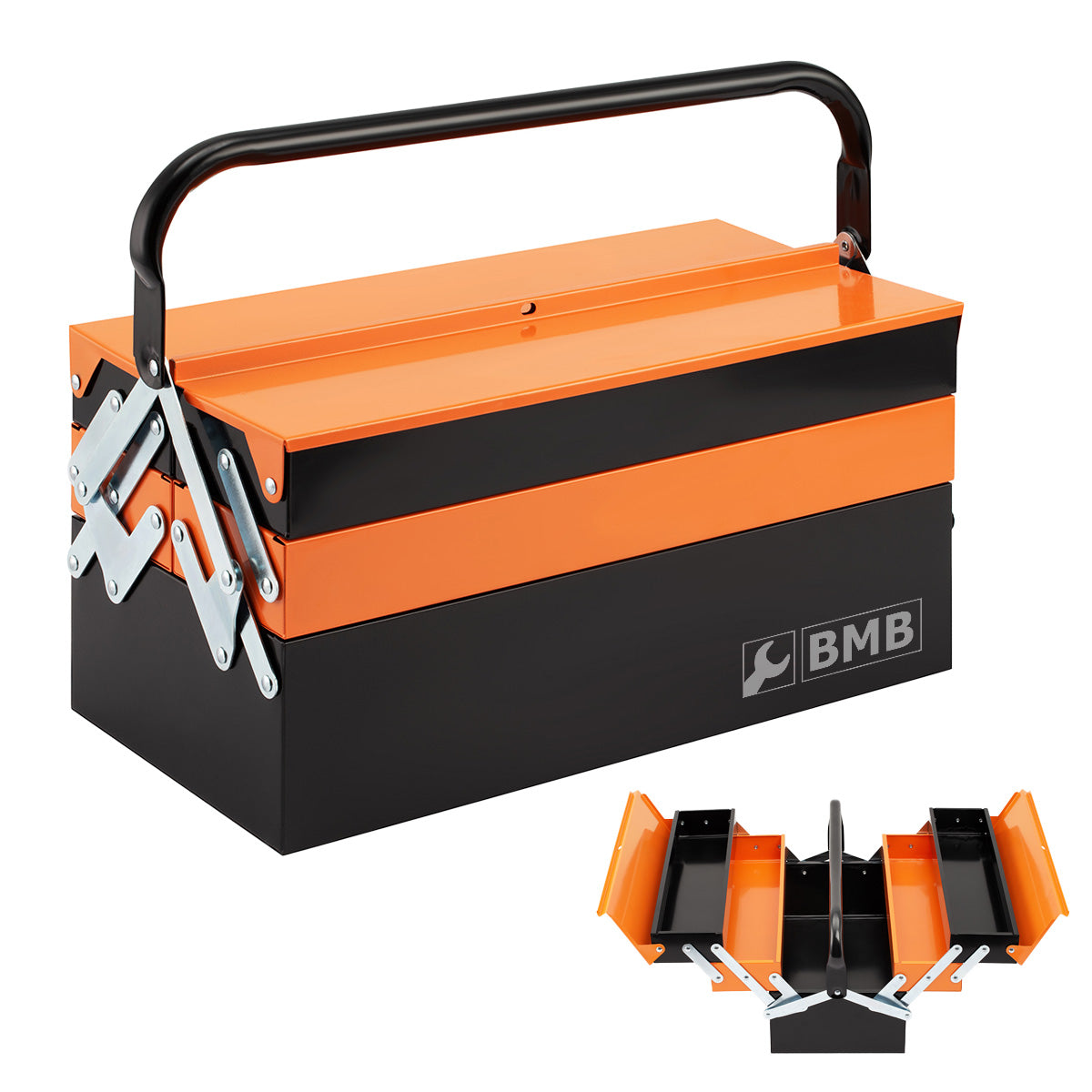 Metal Toolbox - 42cm - 3-Layer 5-Tray Portable with Fixed Handle