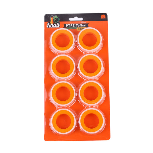 Snail PTFE Teflon Tape - 8 Piece 12mm x 10m - Multi-Purpose Thread Seal Tape for Leak Prevention on Plumbing, Gas, and Water Pipes