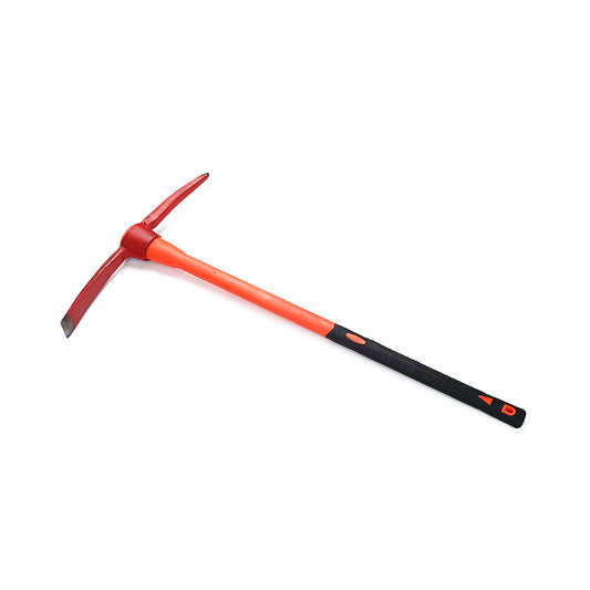 Pickaxe with Fiberglass Handle - Heavy-Duty Pick Mattock with Pointed Pick End, Chisel Blade and Non-Slip Grip for Digging, Breaking Soil, Gardening, Construction and Outdoor Work