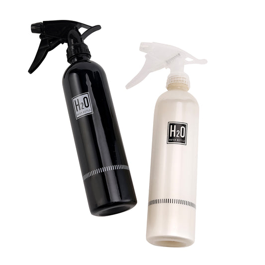 2-Piece White and Black Spray Kit - 500ml - Refillable Trigger Spray Bottles with Lockable Nozzle, Leak-Proof Design and Ergonomic Handle