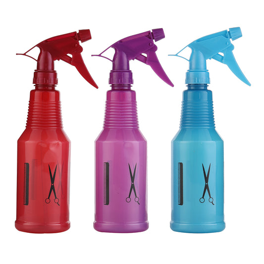 Spray Bottle Kit - 3 Piece 500ml Colored Refillable Plastic Bottles