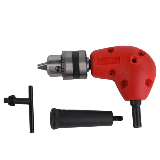 Chuck Set -3 Piece- 90 Degree Right Angle Drill Adapter, Keyless Drill Chuck, Compact Drill Attachment for Tight Spaces - Ideal for Angled Drilling, Sanding, Buffing, and Power Tools Accessory