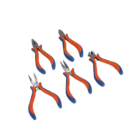 5-Piece Plier Set - 4.5inch - Mini Pliers Set with Combination, Diagonal Cutting, End Cutting, Long Nose and  Nose Pliers for Repair and DIY Tasks