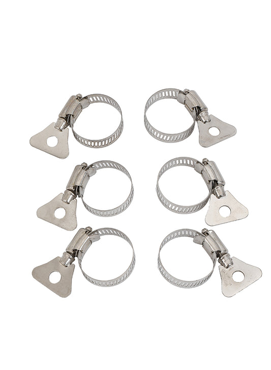 Stainless Steel Hose Clamp Set - 6 Piece Adjustable Worm Gear Clamps Kit for Pipes, Tubes, Automotive, Agriculture, and Plant Use