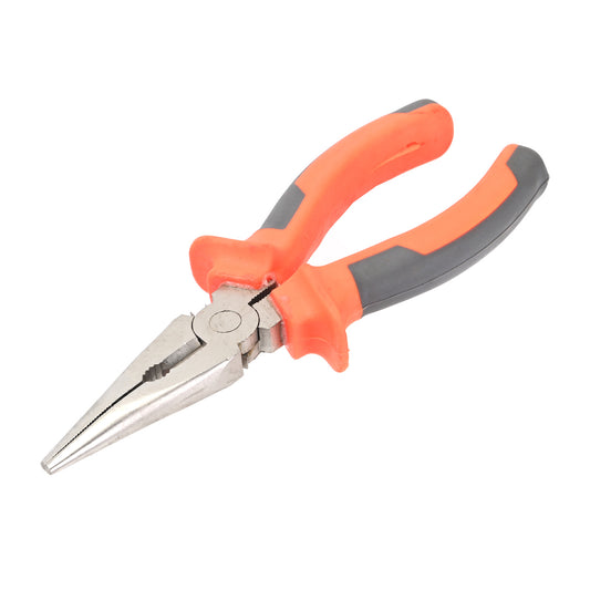 Nose Plier - Orange & Gray Combination Pliers with Serrated Jaws and Comfortable Handles for Gripping, Bending, Cutting, Electrical Repair and DIY Tasks
