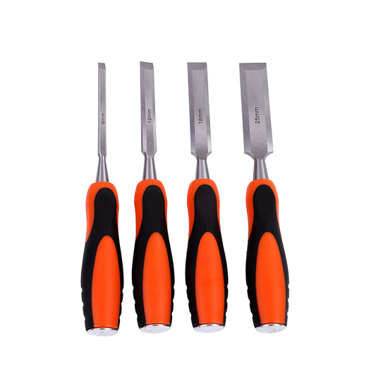 Chisel Set - 4 Piece - Woodworking Hand Chisel Tool Kit for Carving, Shaping, Sculpting, Furniture Repair, DIY Projects, and Carpentry Work