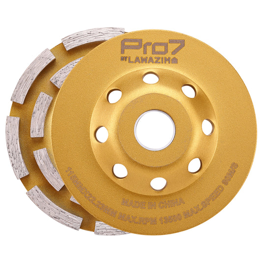 Double-Row Diamond Cup Wheel - 4.5inch / 115x22.23mm - 13200 RPM Diamond Grinding Wheel for Concrete and Stone, Compatible with Angle Grinders