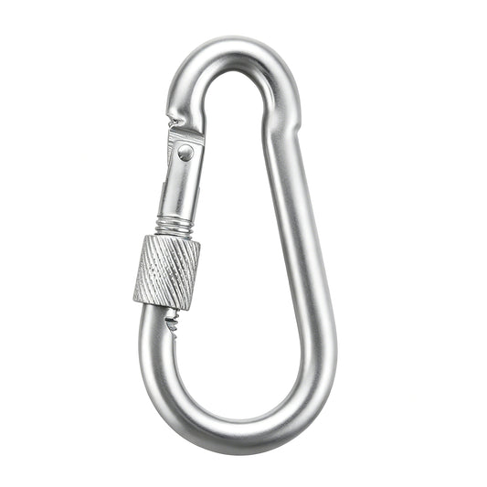 Carabiner Snap Hook with Screw Lock, Locking Carabiner Clip with Threaded Safety Closure, Sturdy Design for Rope Connections, Chain Attachments, Camping Accessories, Hanging Tools & General Utility Use