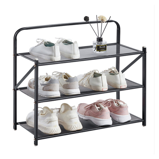 Folding Shoe Rack - 3 Layers - Tiered Organizer for Entryway, Closet, Bedroom, Garage, and Laundry Room