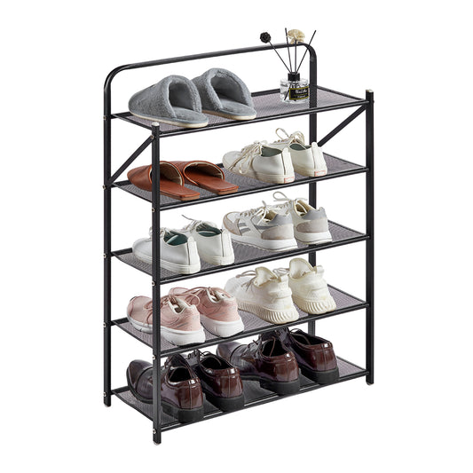 Folding Shoe Rack - 5 Layers - Tiered Organizer for Entryway, Closet, Bedroom, Garage, and Laundry Room