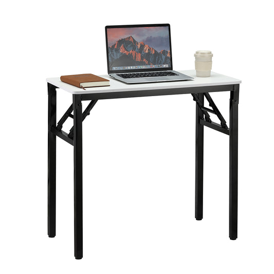 Folding Table - Single Layer, 80x40cm - Rectangular Wooden Workstation Desk for Home Office, Study, Dorm, Small Spaces