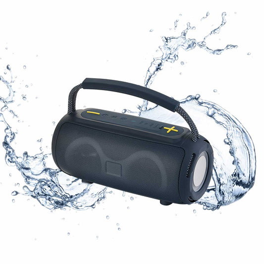 Waterproof Bluetooth Double Speaker - 5W with LED Light - Portable Boombox Style Wireless Speaker for Travel, Outdoor, Indoor
