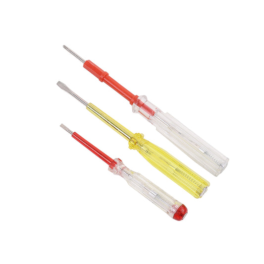 3-Piece Electrical Tester Screwdrivers - Voltage Tester Screwdriver Set for Circuit & Outlet Testing with Insulated Handles, Flathead and Phillips Tips for DIY and Home Repair