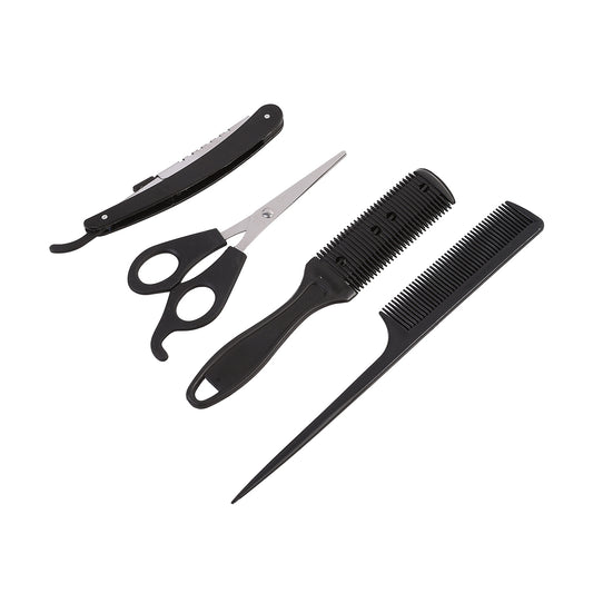 Hair Styling Kit - 4 Pieces - for Haircuts, Beard Trimming, Home Use, Barbers, Students, and Travel Grooming