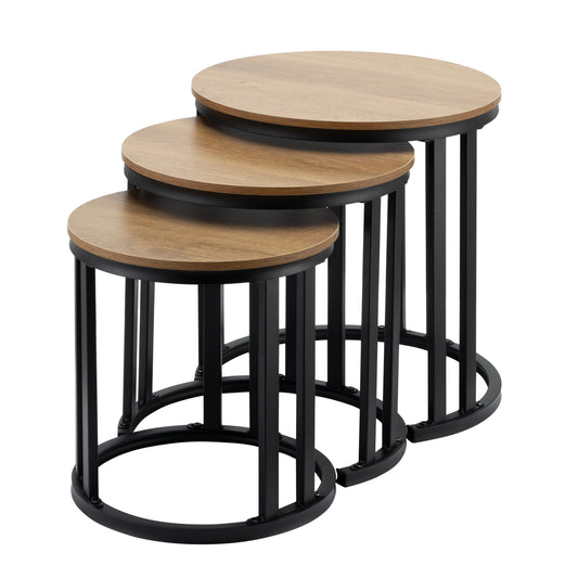 Table Set of 3 - Round Nesting Coffee Tables for Living Room, Bedroom, Nightstand, Balcony, and Small Spaces
