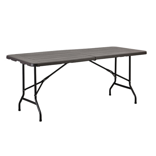 Folding Plastic Picnic Table - Fold-in-Half Outdoor Camping Trestle Table for Camping, Picnics, BBQs, and Outdoor Events