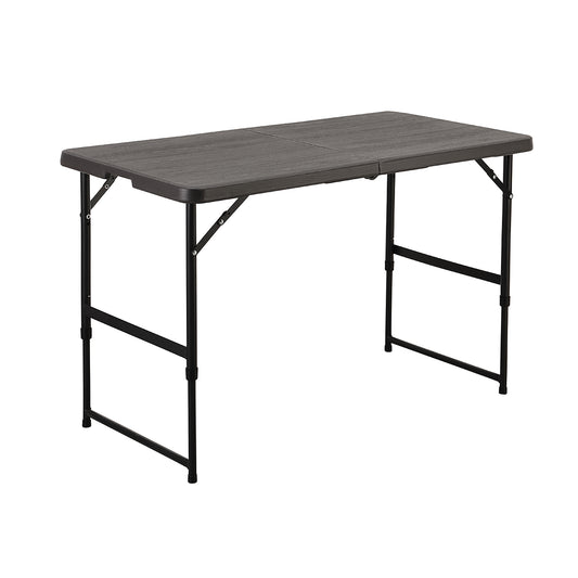 Folding Plastic Picnic Table - 120x60x75cm - Fold-in-Half Outdoor Camping Trestle Table for Camping, Picnics, BBQs