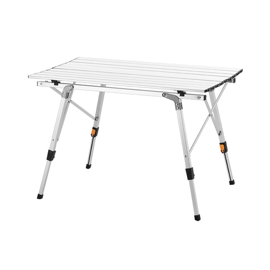 Aluminum Folding Picnic Table With Adjustable Height - 90x52cm - Camping Table for Picnic, BBQ, Beach, Backyard or Party